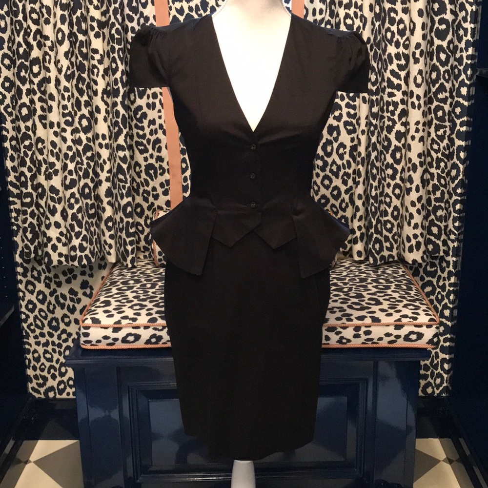 McQ Alexander McQueen Black Peplum Sexy Dress